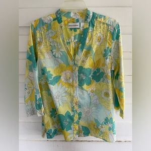 Alfred Dunner Floral Tropical Top Blouse Size 8